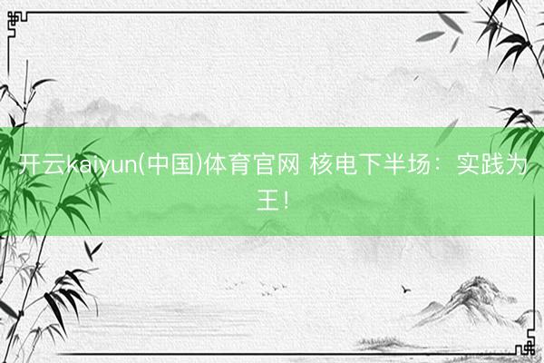 开云kaiyun(中国)体育官网 核电下半场：实践为王！